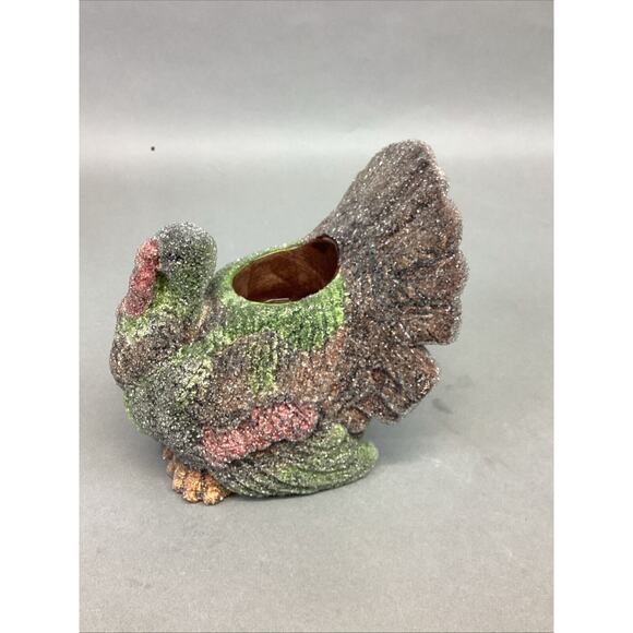 Set Of 2 Frosted Ceramic Turkey Candle Holders - 5x4.5x5.25” - Picture 9 of 11
